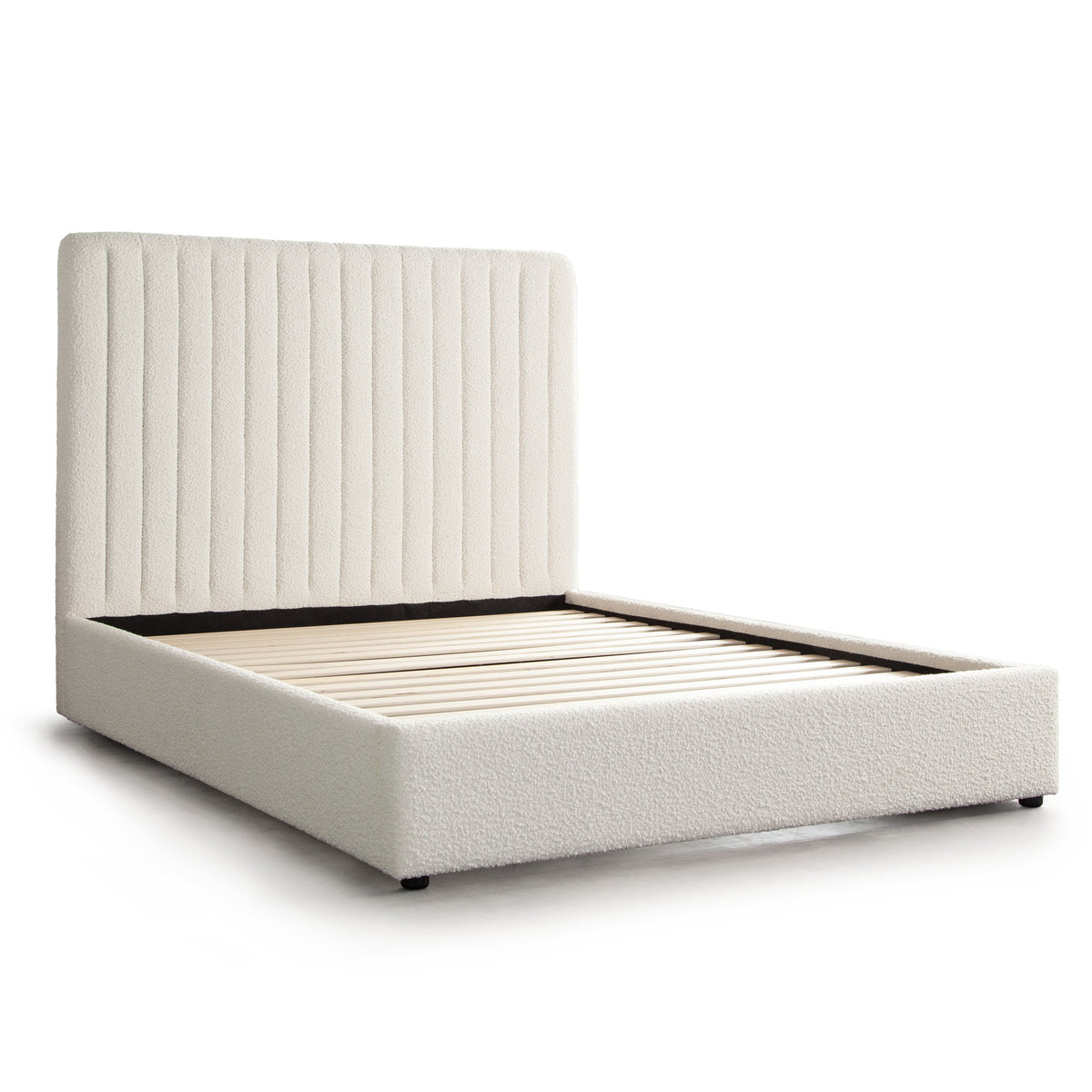 Brooke2 54" Queen Bed w/ Vertical Channel Tuft in Ivory Boucle by Diamond Sofa