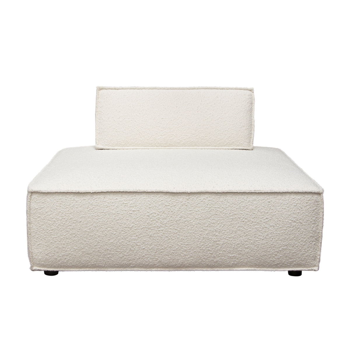 Cara Square Modular Lounger by Diamond Sofa in Ivory Boucle Fabric w/ Moveable, Non-Skid Backrest