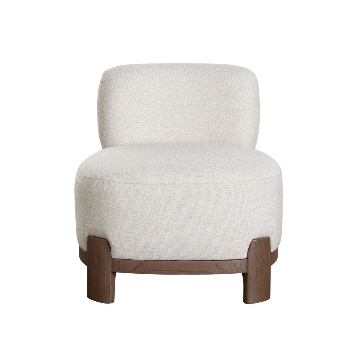 Dove Armless Accent Chair in Cream Polyester Fabric with Wood Trim by Diamond Sofa