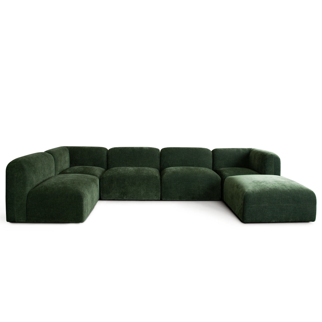 Echo 3PC Modular Sofa in Spruce Green Fabric by Diamond Sofa - styled in a staged room by Center Stage Home Design