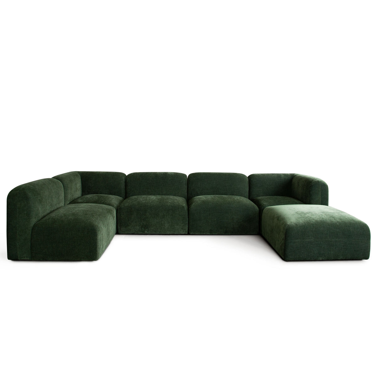 Echo 3PC Modular Sofa in Spruce Green Fabric by Diamond Sofa - styled in a staged room by Center Stage Home Design
