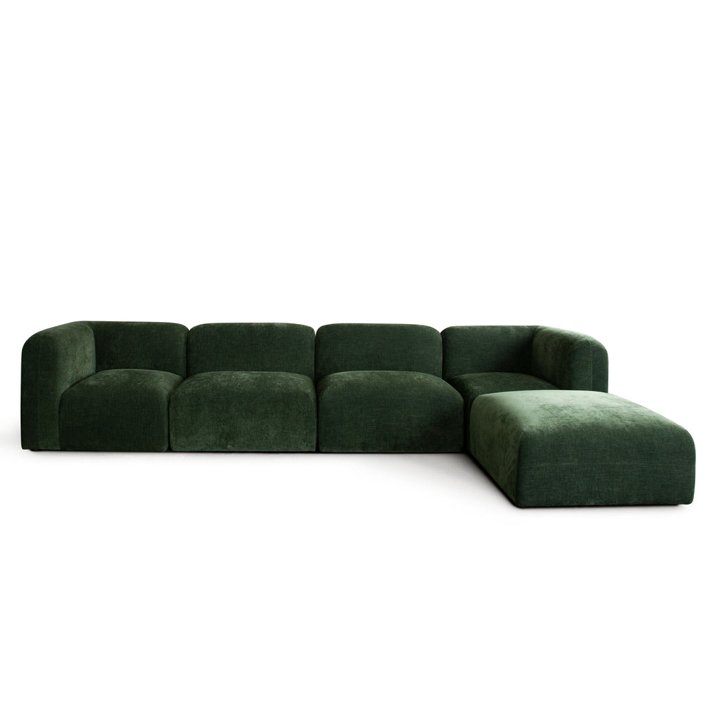 Echo 3PC Modular Sofa in Spruce Green Fabric by Diamond Sofa - styled in a staged room by Center Stage Home Design
