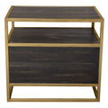 Empire 2-Door End Table in Dark Brown Veneer w/ Hand brushed Gold Metal Frame by Diamond Sofa
