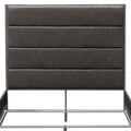Empire Queen Bed in Weathered Grey PU with Hand brushed Silver Metal Frame by Diamond Sofa