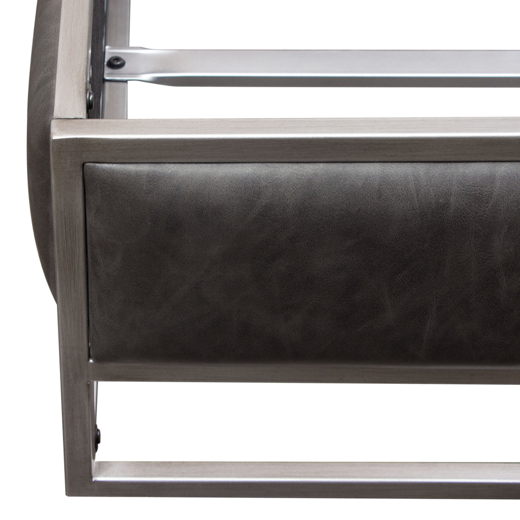 Empire Queen Bed in Weathered Grey PU with Hand brushed Silver Metal Frame by Diamond Sofa - styled in a staged room by Center Stage Home Design