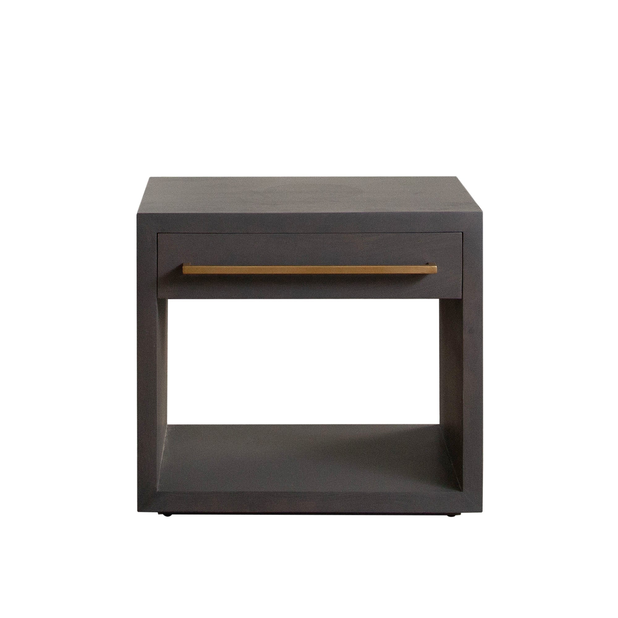 Encore Solid Mango Wood 1-Drawer End Table in Grey Oak Finish w/ Gold Metal Handle by Diamond Sofa