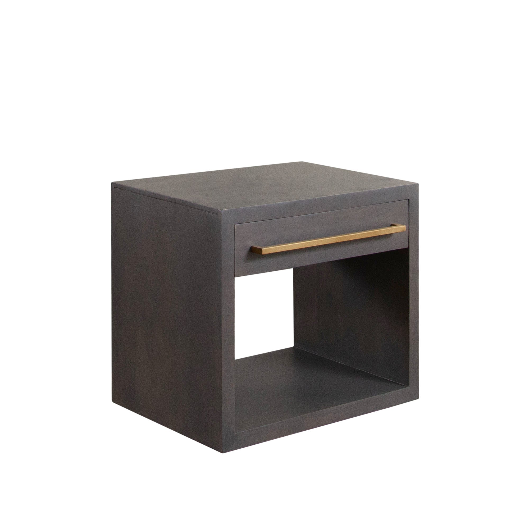 Encore Solid Mango Wood 1-Drawer End Table in Grey Oak Finish w/ Gold Metal Handle by Diamond Sofa