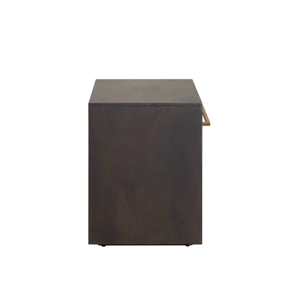 Encore Solid Mango Wood 1-Drawer End Table in Grey Oak Finish w/ Gold Metal Handle by Diamond Sofa