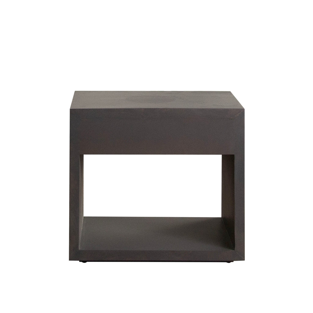 Encore Solid Mango Wood 1-Drawer End Table in Grey Oak Finish w/ Gold Metal Handle by Diamond Sofa