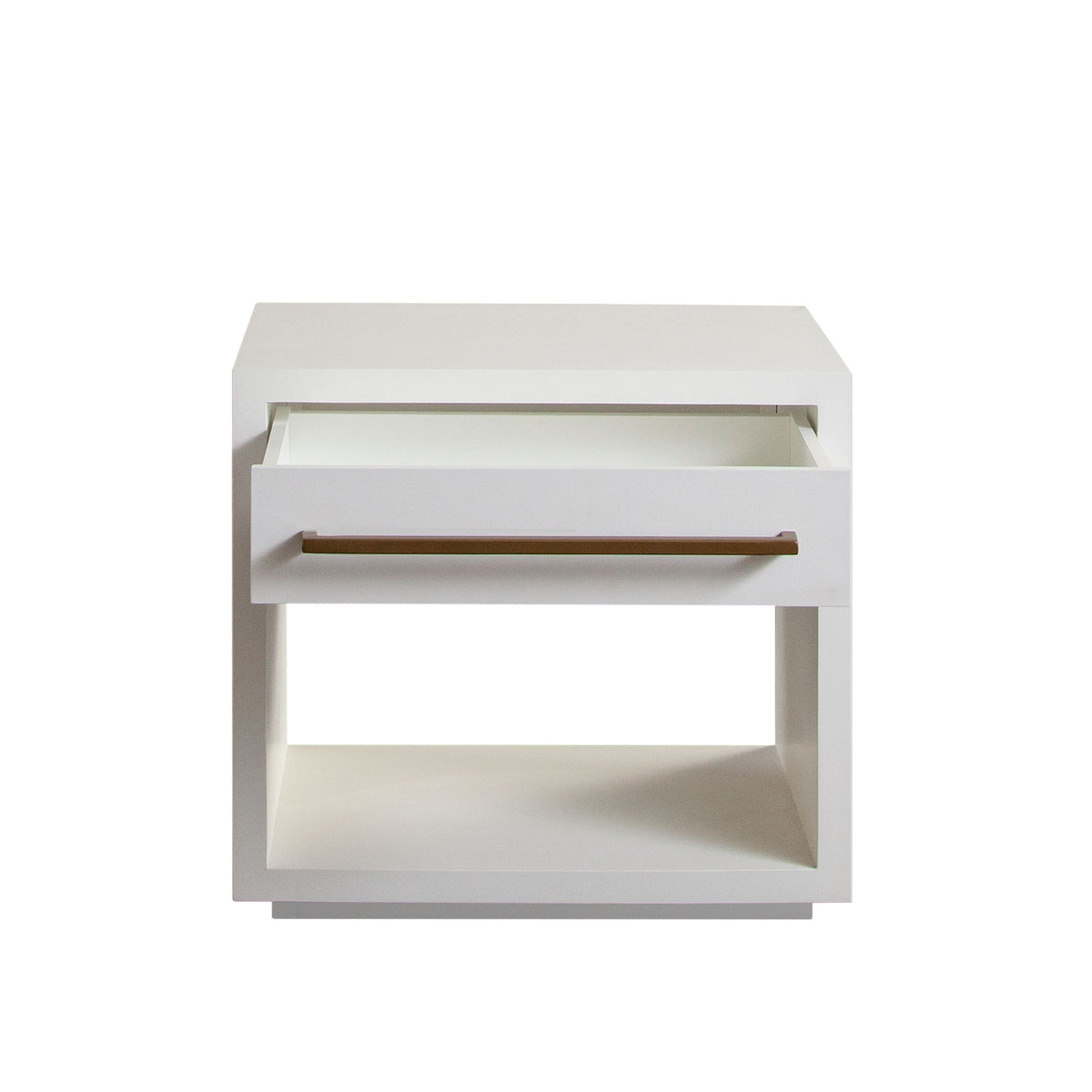 Encore Solid Mango Wood 1-Drawer End Table in White Finish w/ Gold Metal Handle by Diamond Sofa