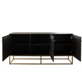 Encore Solid Mango Wood 3-Door Sideboard in Grey Oak Finish w/ Gold Metal Handle & Base by Diamond Sofa