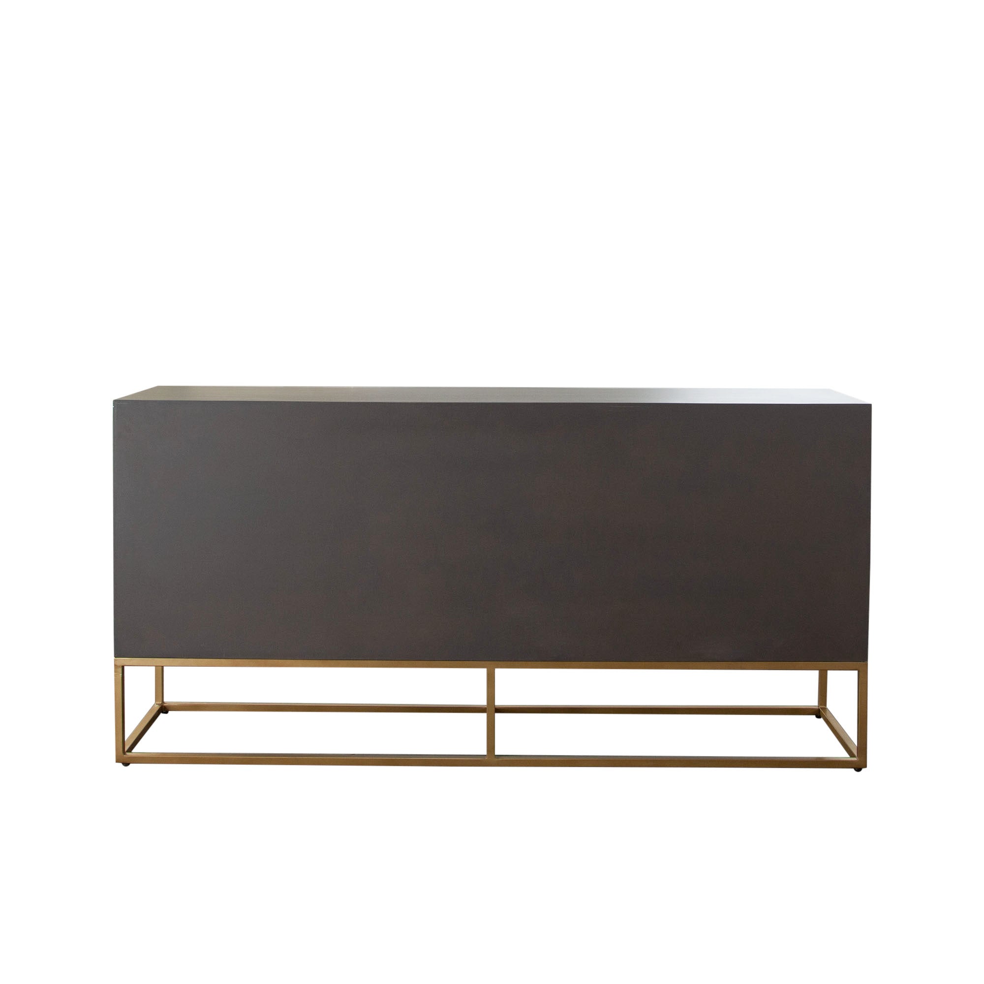Encore Solid Mango Wood 3-Door Sideboard in Grey Oak Finish w/ Gold Metal Handle & Base by Diamond Sofa