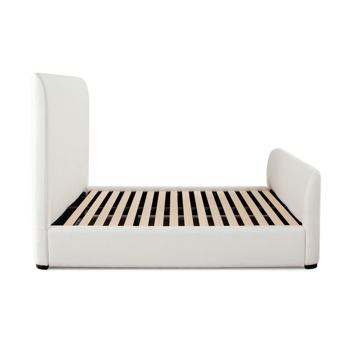 Eve Queen Bed in Elite Ivory Fabric w/ Contoured Headboard & Footboard by Diamond Sofa