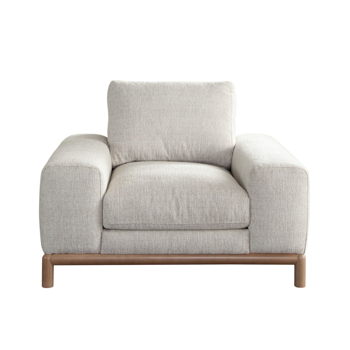 Fallon Chair in Light Barley Polyester Fabric with Wood Trim & Leg by Diamond Sofa