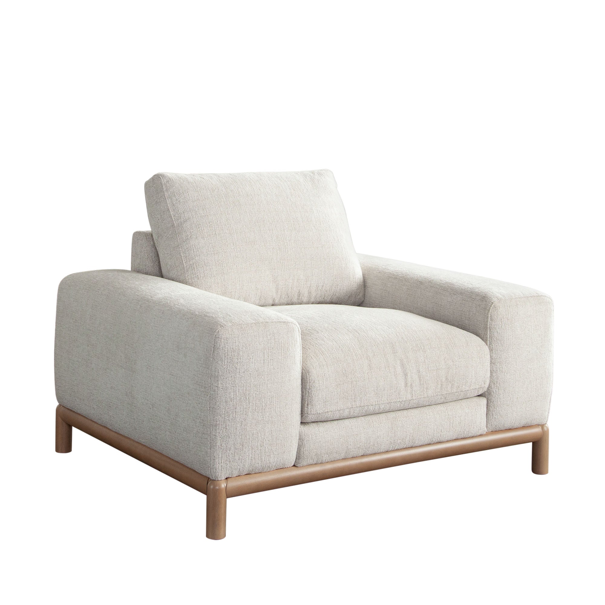 Fallon Chair in Light Barley Polyester Fabric with Wood Trim & Leg by Diamond Sofa