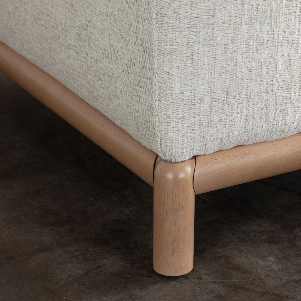 Fallon Chair in Light Barley Polyester Fabric with Wood Trim & Leg by Diamond Sofa - styled in a staged room by Center Stage Home Design
