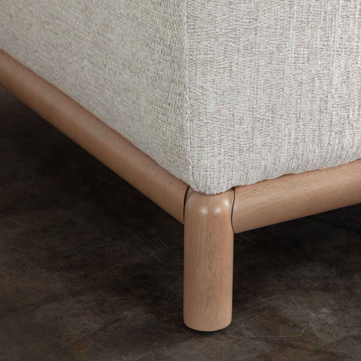Fallon Chair in Light Barley Polyester Fabric with Wood Trim & Leg by Diamond Sofa - styled in a staged room by Center Stage Home Design