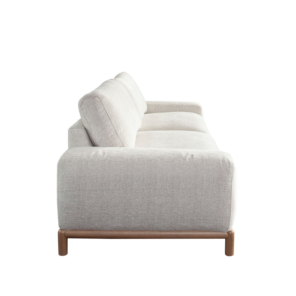 Fallon Sofa in Light Barley Polyester Fabric with Wood Trim & Leg by Diamond Sofa