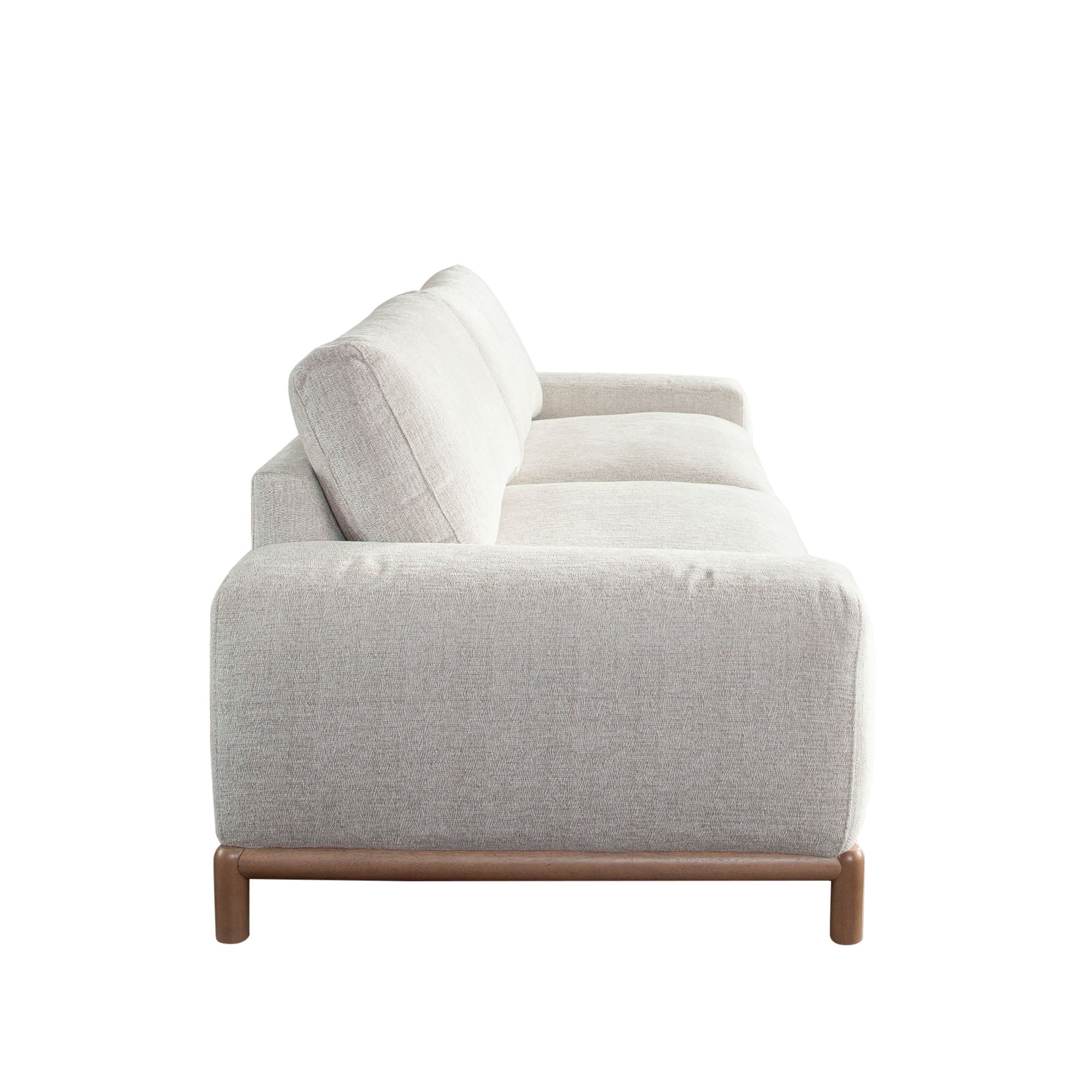 Fallon Sofa in Light Barley Polyester Fabric with Wood Trim & Leg by Diamond Sofa