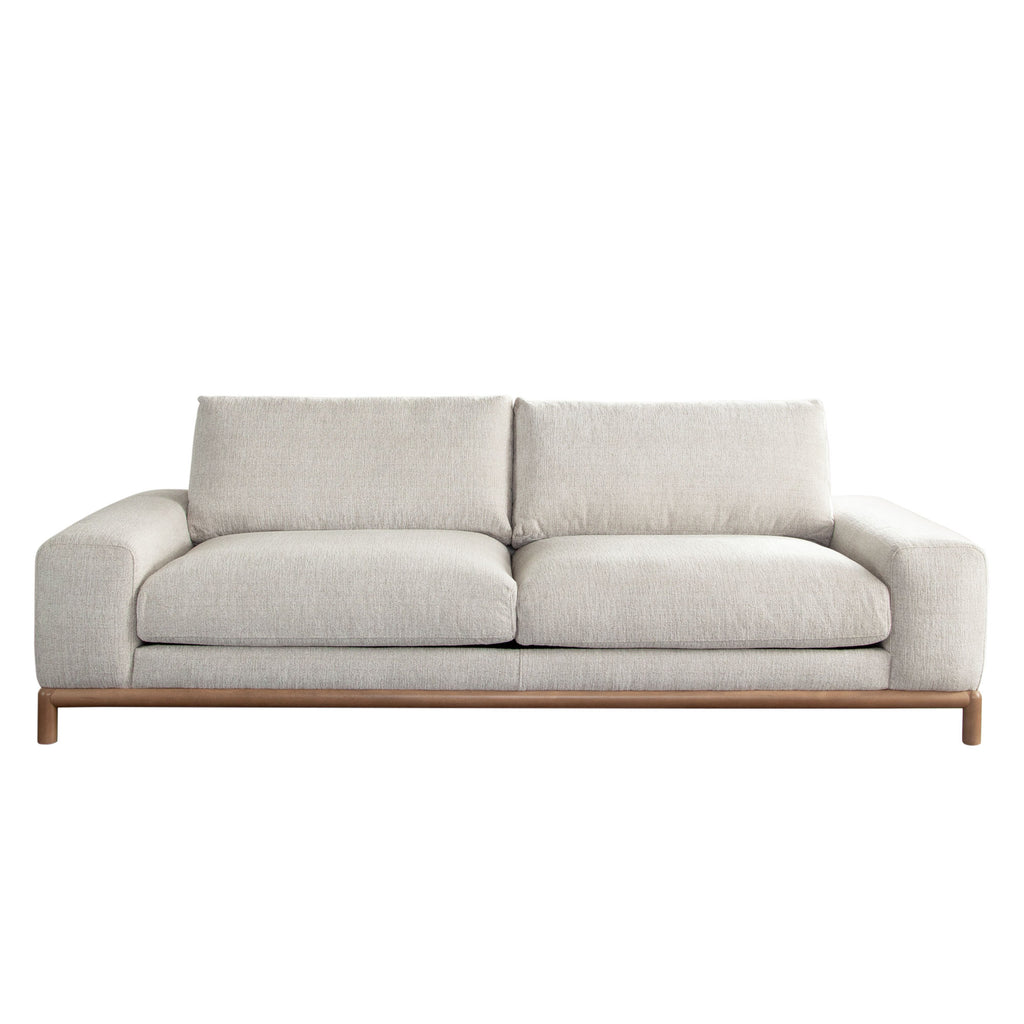 Fallon Sofa in Light Barley Polyester Fabric with Wood Trim & Leg by Diamond Sofa