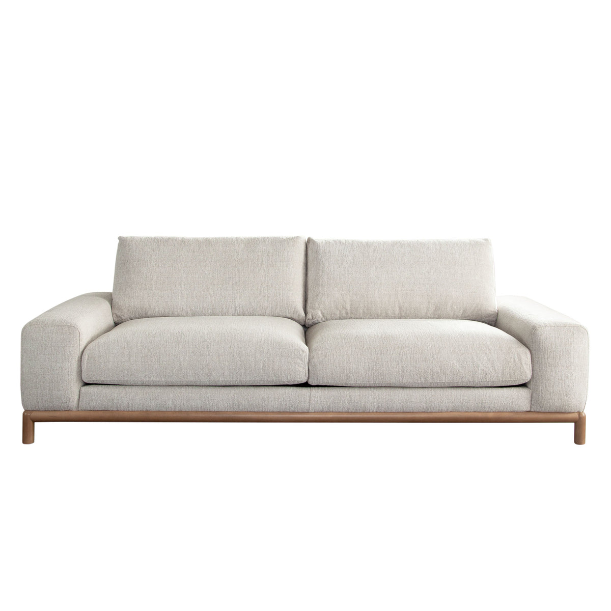 Fallon Sofa in Light Barley Polyester Fabric with Wood Trim & Leg by Diamond Sofa