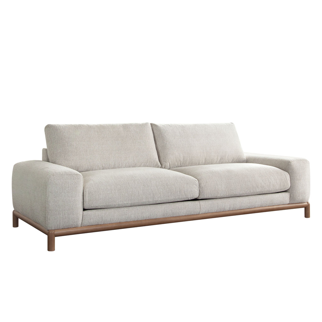 Fallon Sofa in Light Barley Polyester Fabric with Wood Trim & Leg by Diamond Sofa