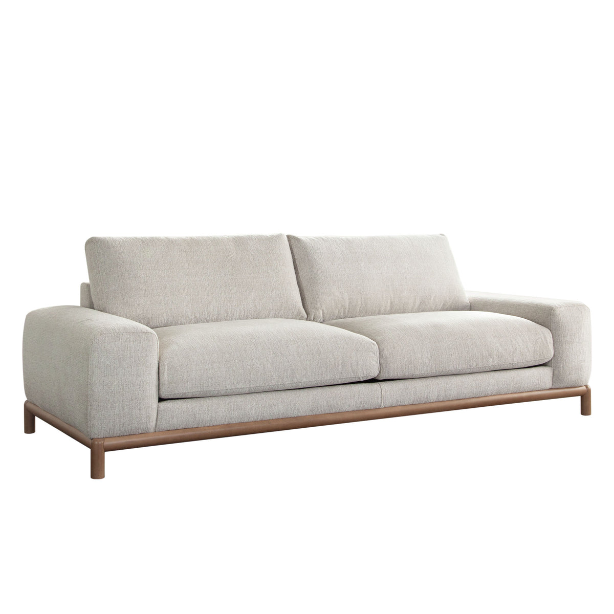 Fallon Sofa in Light Barley Polyester Fabric with Wood Trim & Leg by Diamond Sofa