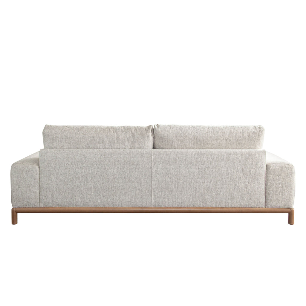 Fallon Sofa in Light Barley Polyester Fabric with Wood Trim & Leg by Diamond Sofa