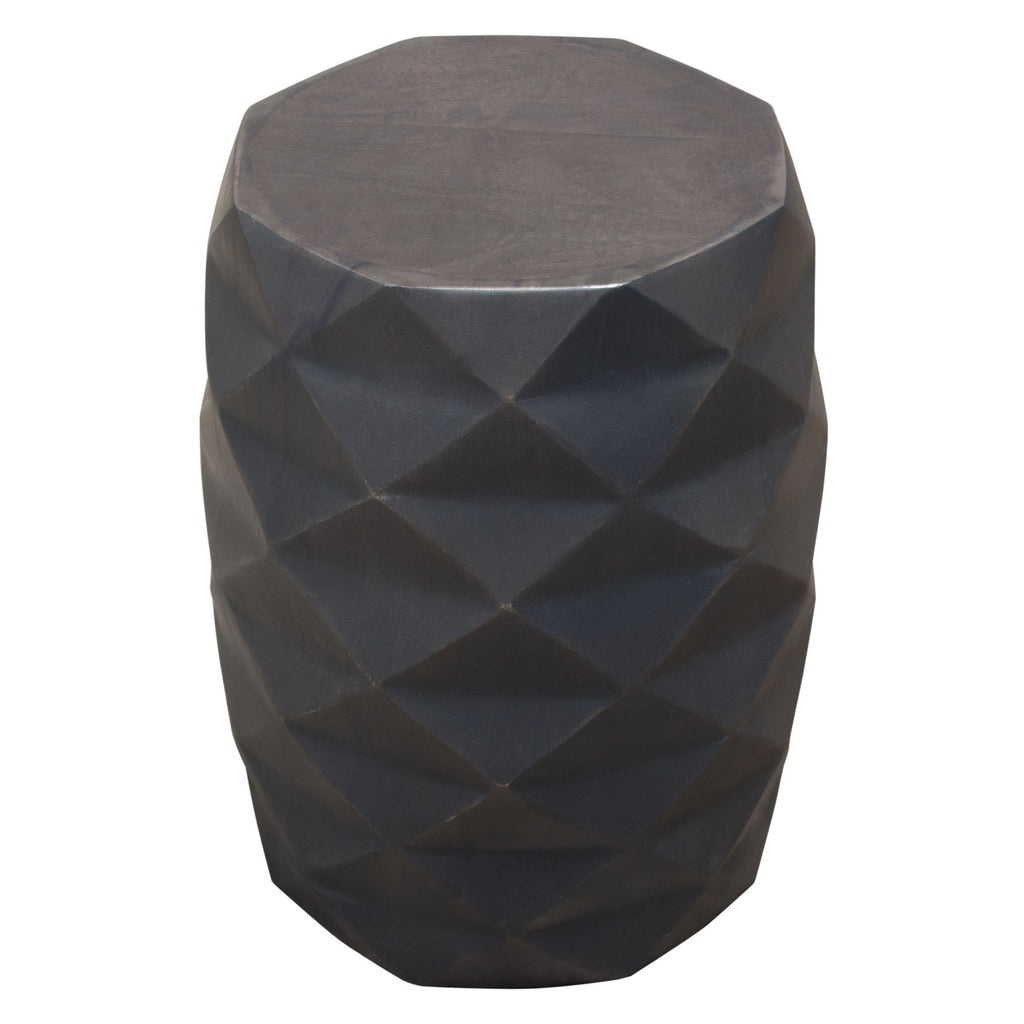 Fig Solid Mango Wood Accent Table in Grey Finish w/ Geometric Motif by Diamond Sofa