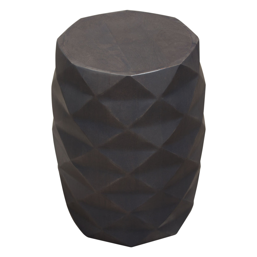 Fig Solid Mango Wood Accent Table in Grey Finish w/ Geometric Motif by Diamond Sofa