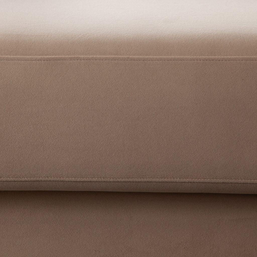 Form Sofa in Camel Performance Velvet w/ (2) Accent Pillow Balls by Diamond Sofa - styled in a staged room by Center Stage Home Design