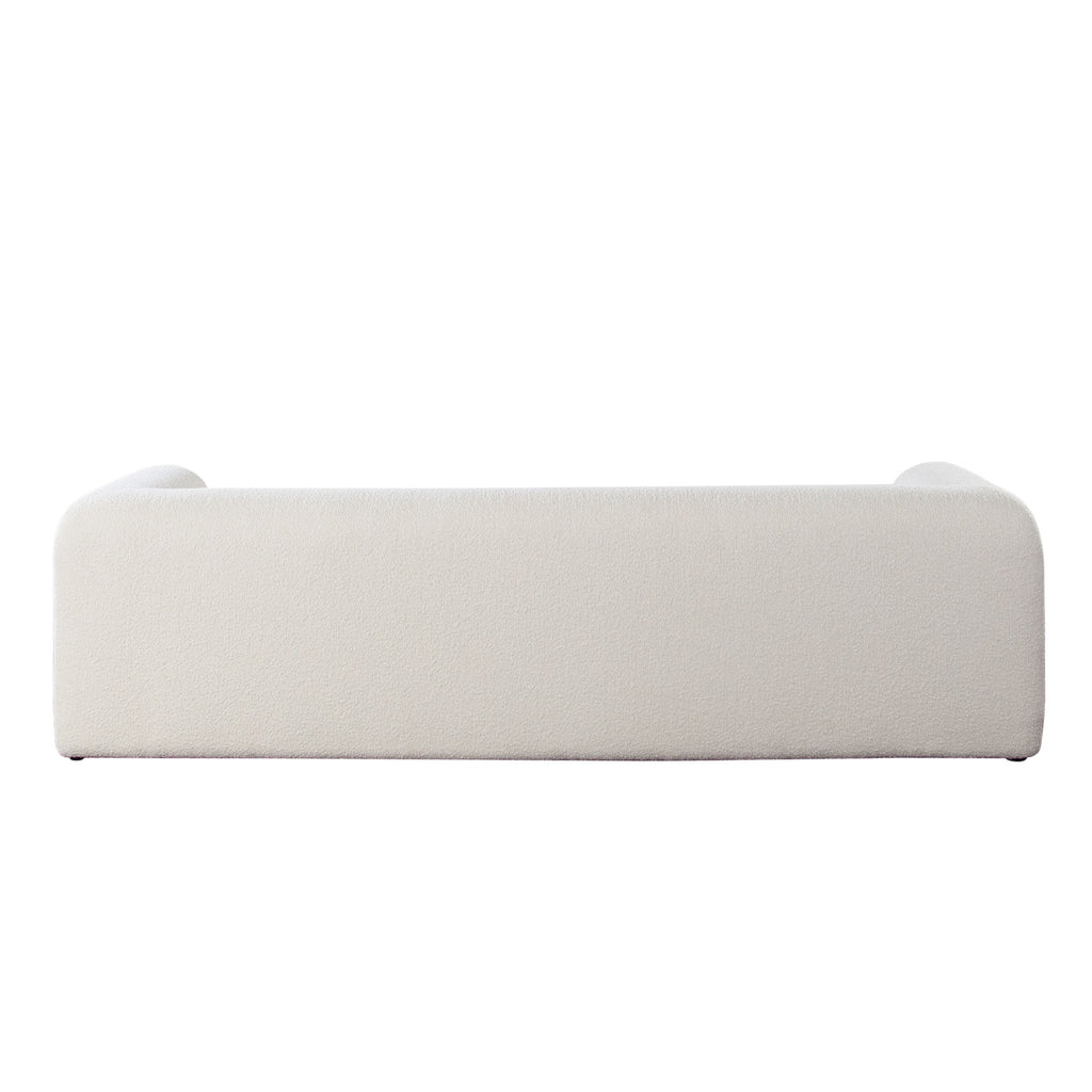Form Sofa in Ivory Boucle Fabric w/ (2) Accent Pillow Balls by Diamond Sofa