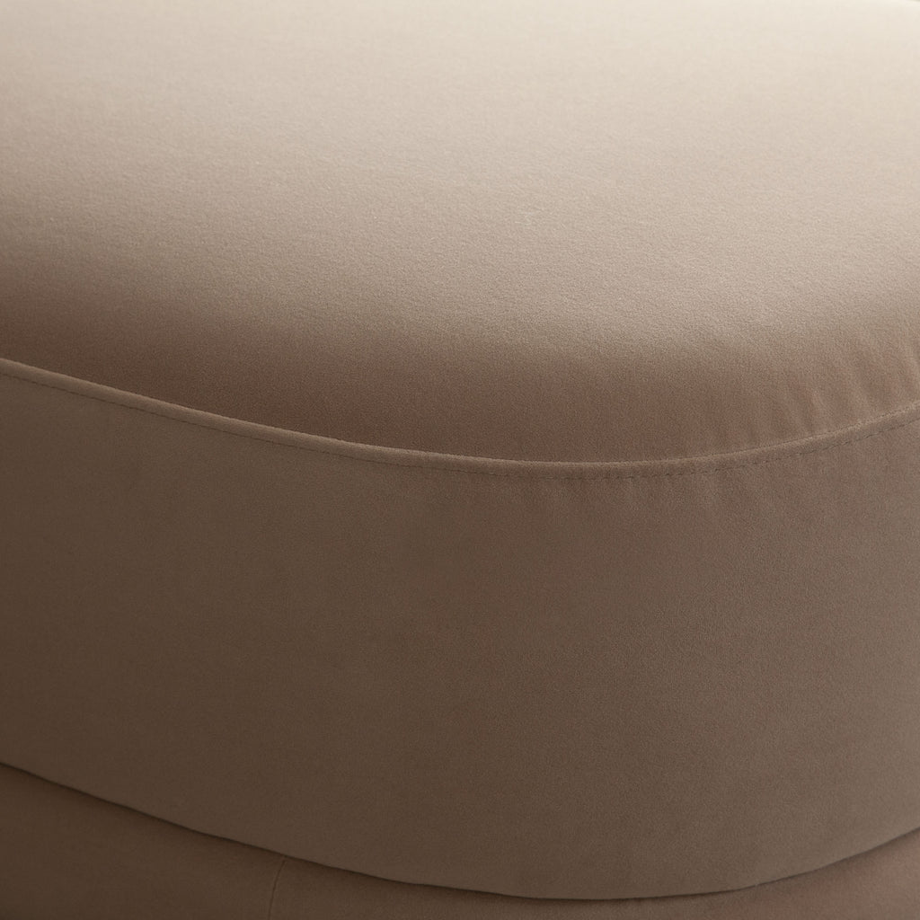 Fox Oval Accent Bench in Camel Performance Velvet by Diamond Sofa - styled in a staged room by Center Stage Home Design