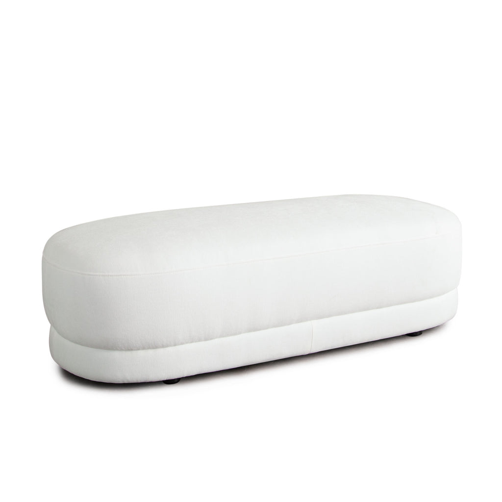Fox Oval Accent Bench in White Performance Fabric by Diamond Sofa
