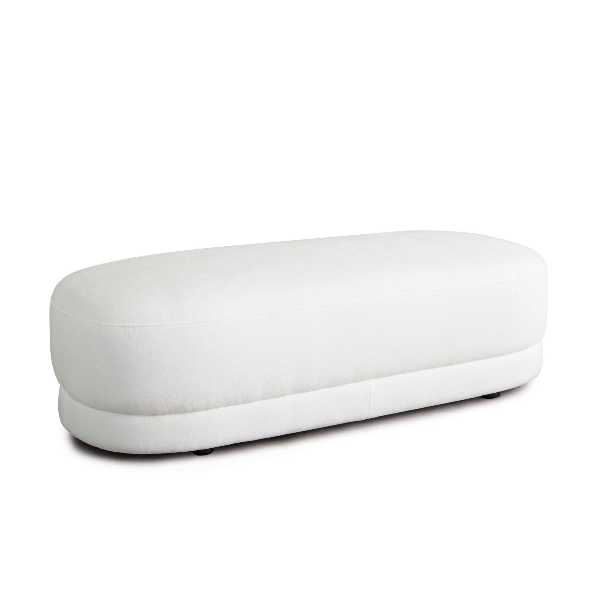 Fox Oval Accent Bench in White Performance Fabric by Diamond Sofa