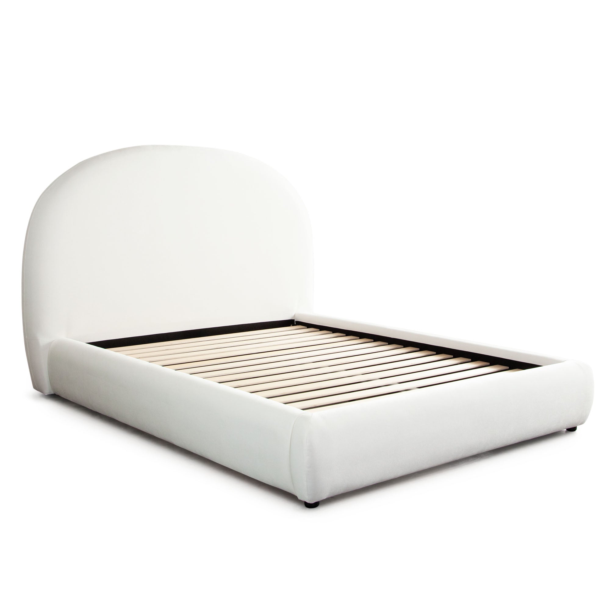 Fox Queen Bed in White Performance Fabric w/ Arch Headboard by Diamond Sofa