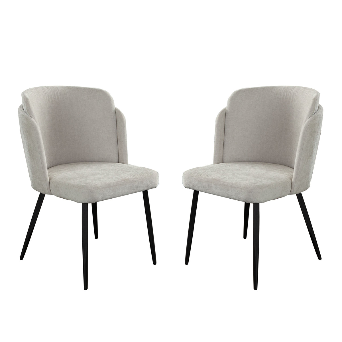 Grace Set of (2) Dining Chairs in Cream Polyester Fabric w/ Black Powder Coat Legs by Diamond Sofa