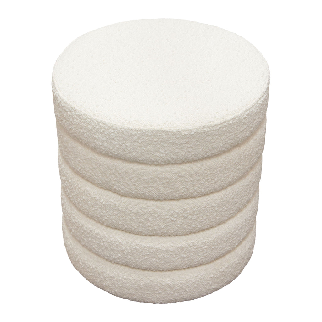 Helix Round Accent Ottoman in Ivory Boucle fabric by Diamond Sofa