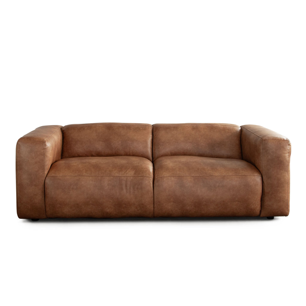 Hyde Sofa in Saddle Brown Leatherette by Diamond Sofa