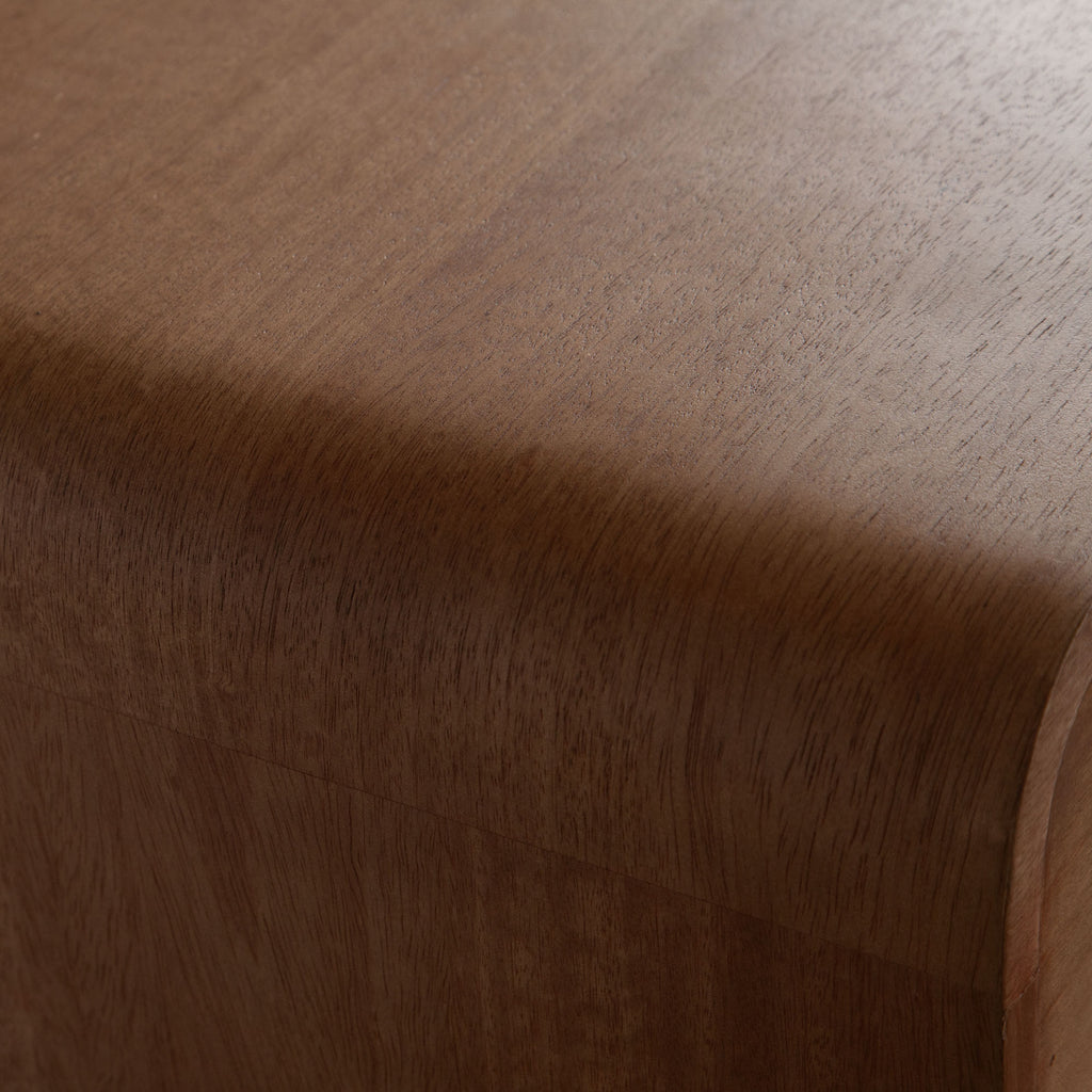 Indigo Solid Wood 3-Door Sideboard in Honey Finish by Diamond Sofa - styled in a staged room by Center Stage Home Design
