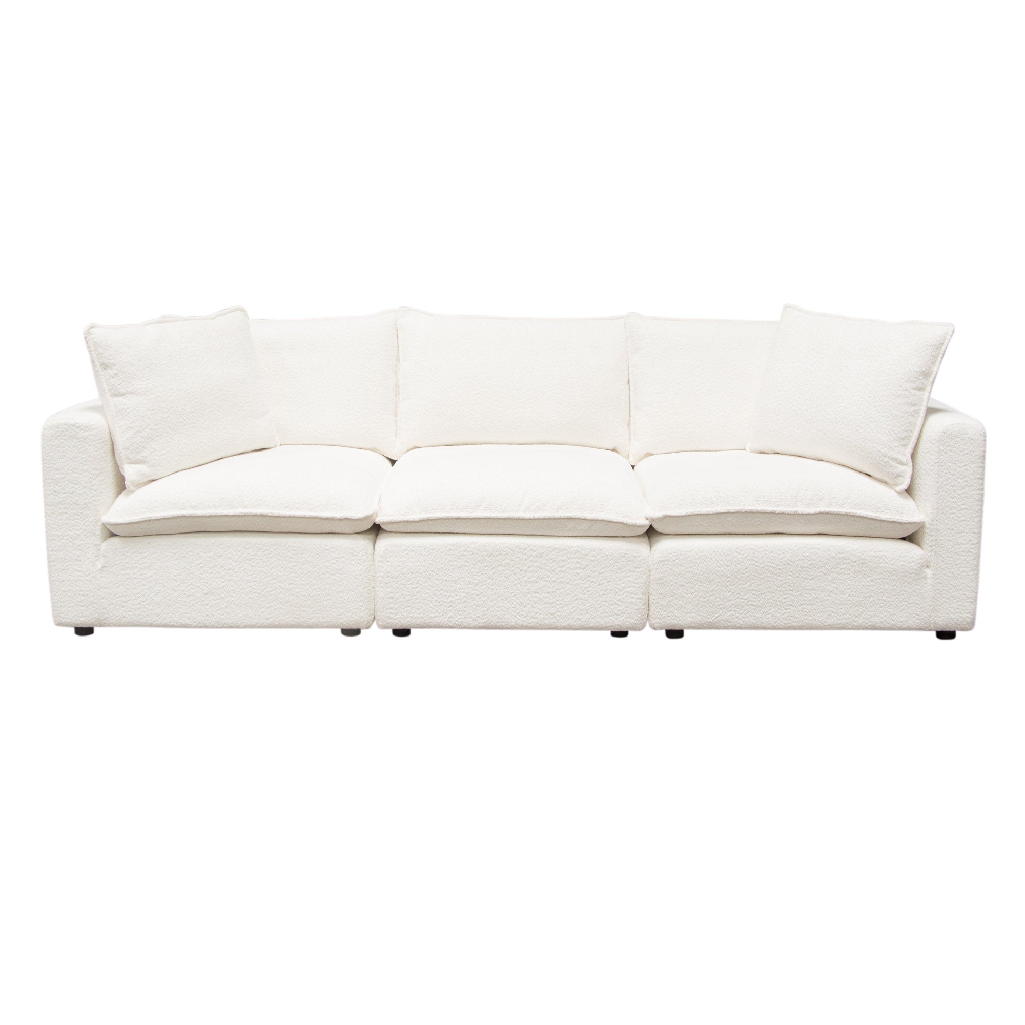 Ivy 3-Piece Modular Sofa in White Faux Shearling w/ Feather Down Seating by Diamond Sofa