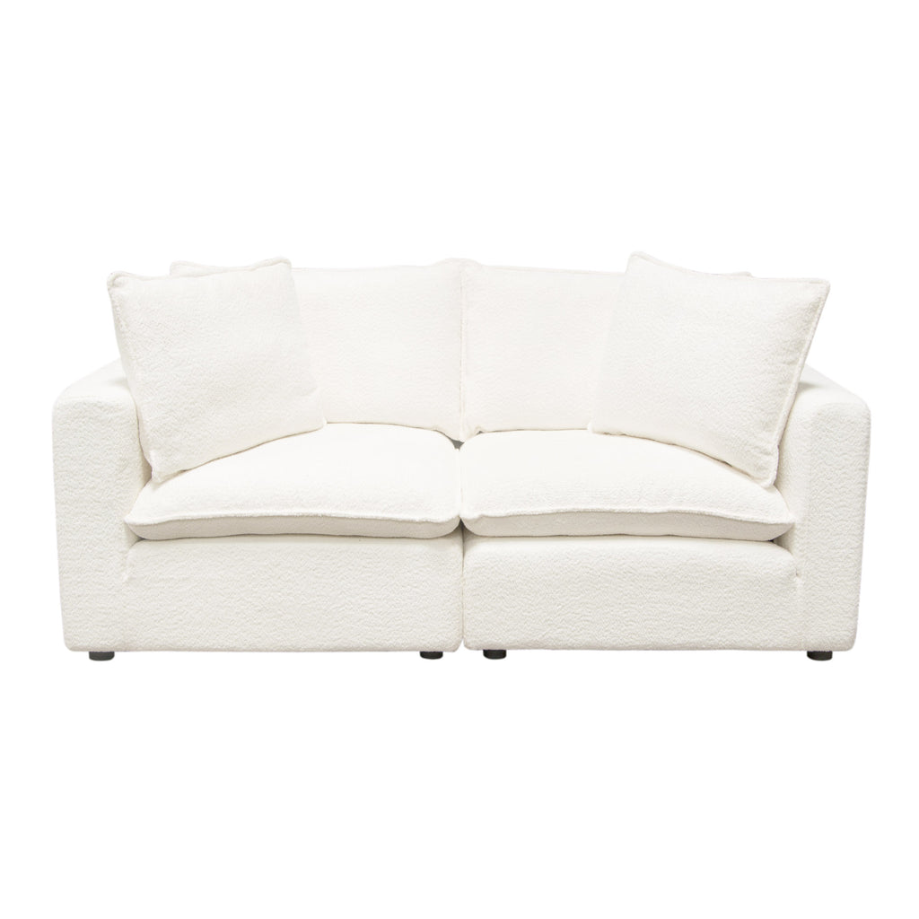 Ivy 2-Piece Modular Sofa in White Faux Shearling w/ Feather Down Seating by Diamond Sofa