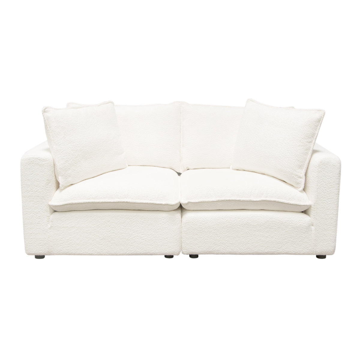 Ivy 2-Piece Modular Sofa in White Faux Shearling w/ Feather Down Seating by Diamond Sofa