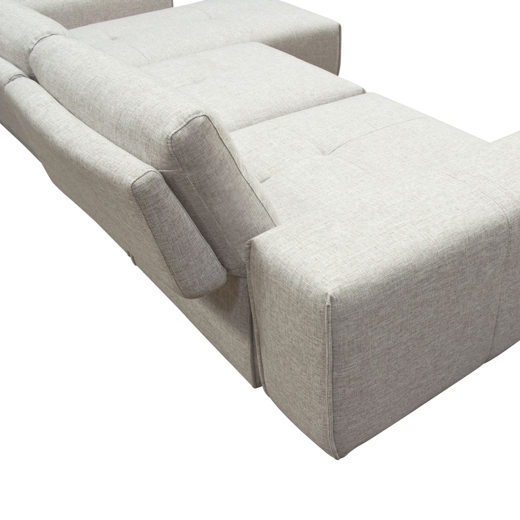 Jazz Modular 3-Seater Chaise Sectional with Adjustable Backrests in Light Brown Fabric by Diamond Sofa - styled in a staged room by Center Stage Home Design