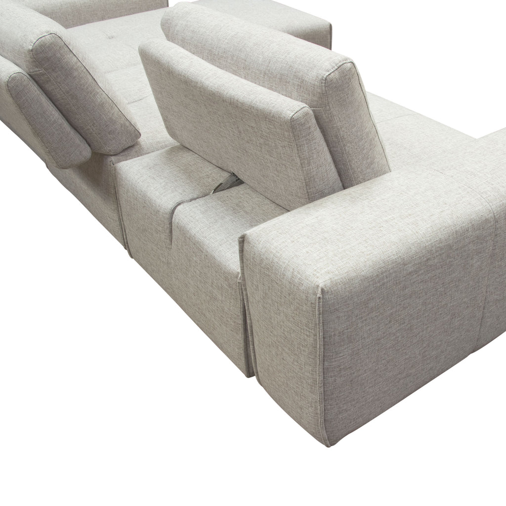 Jazz Modular 3-Seater Chaise Sectional with Adjustable Backrests in Light Brown Fabric by Diamond Sofa - styled in a staged room by Center Stage Home Design