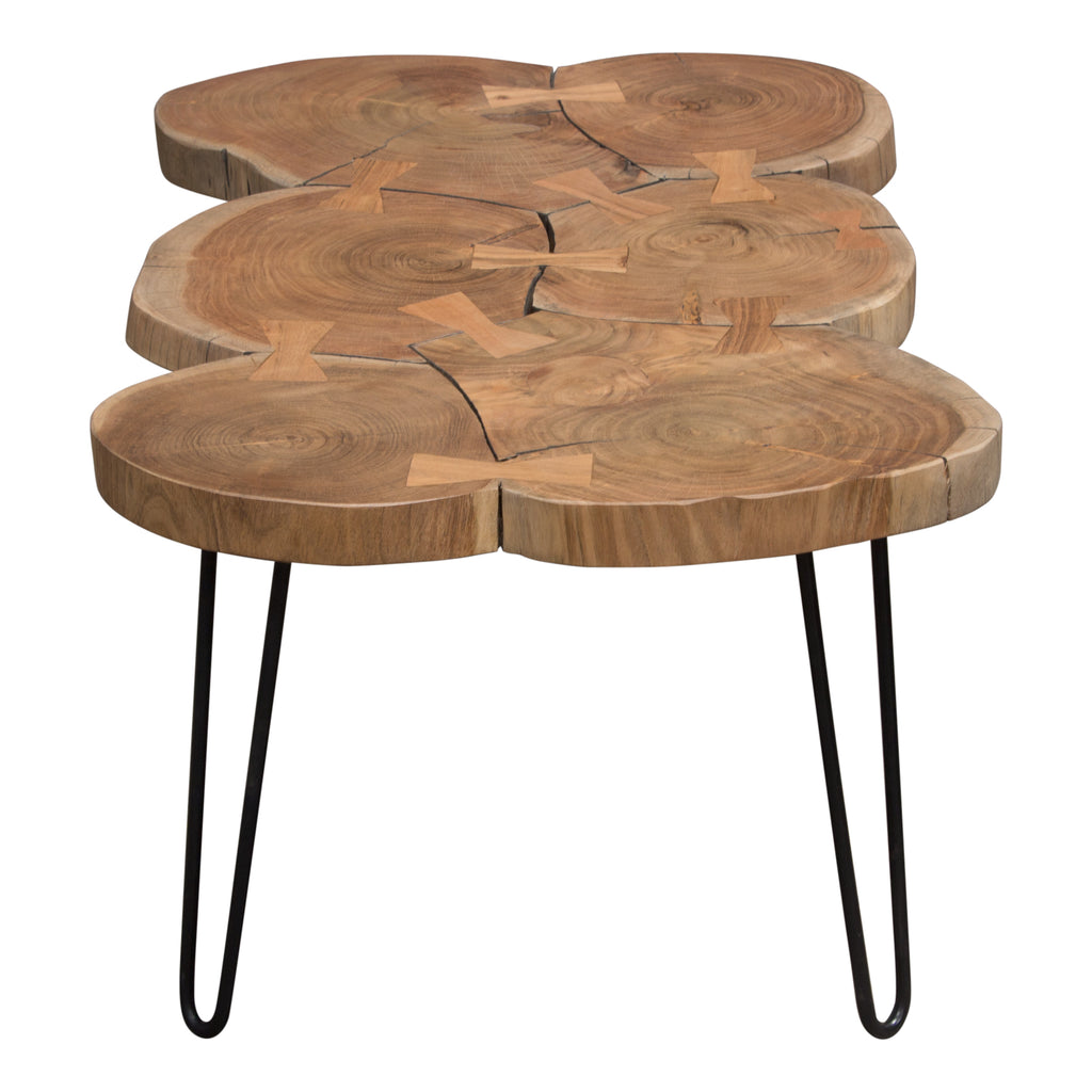 Joss Natural Acacia One of a Kind Live Edge Rectangle Cocktail Table w/ Black Hairpin Legs by Diamond Sofa