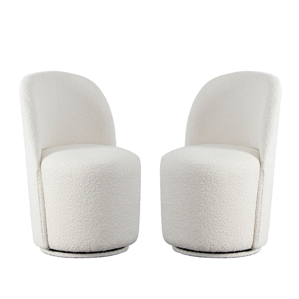 Kendall Dining/Accent Swivel Chair in Ivory Boucle Fabric by Diamond Sofa