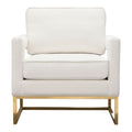 Lake Accent Chair in White Performance Fabric w/ Brushed Gold Metal Base by Diamond Sofa