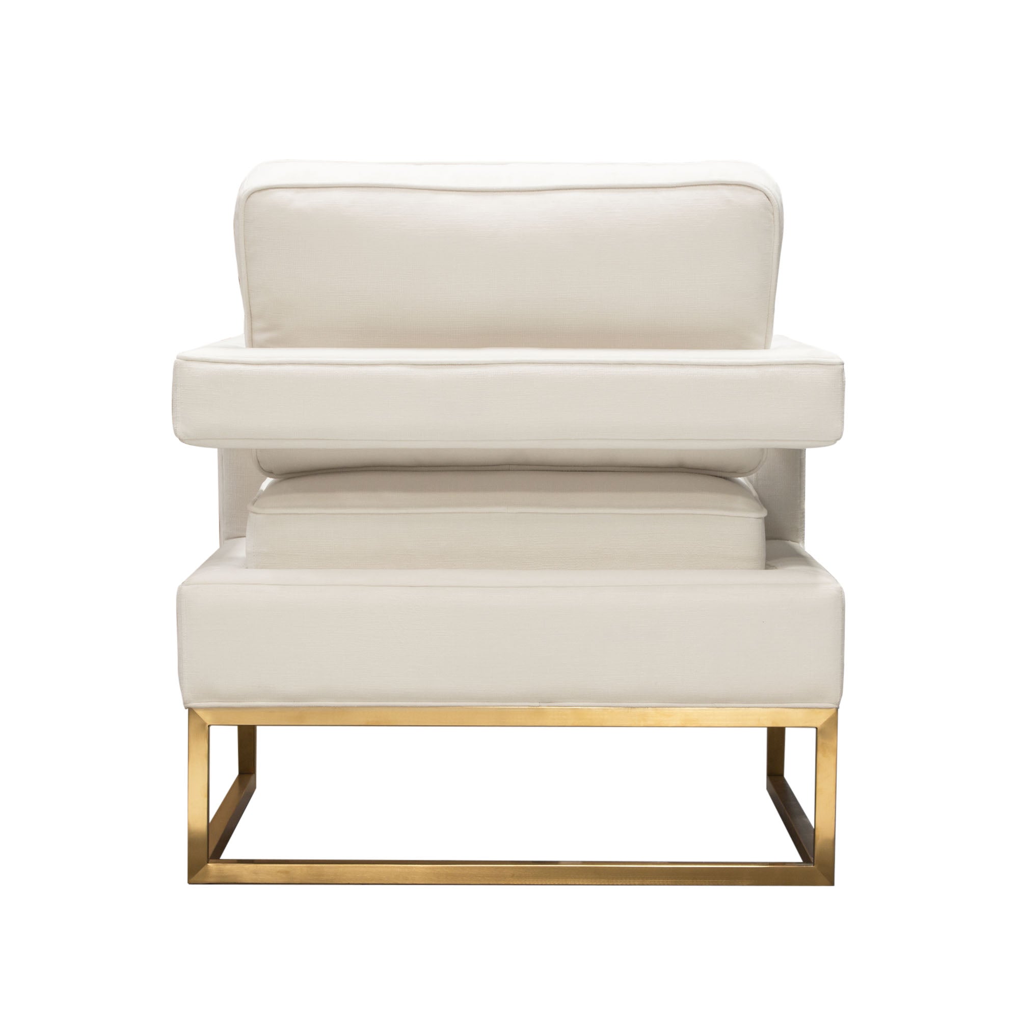 Lake Accent Chair in White Performance Fabric w/ Brushed Gold Metal Base by Diamond Sofa