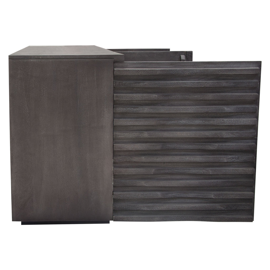 Bastille 69" 3-Door Solid Acacia Wood Sideboard in Smoke Grey Finish by Diamond Sofa